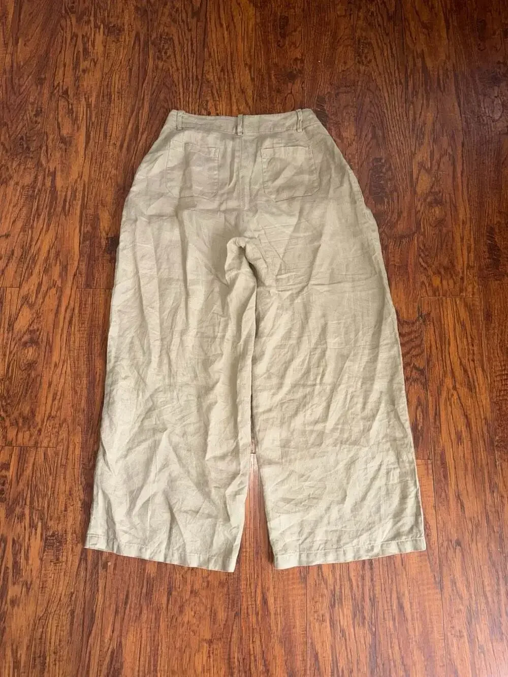 Zara 100% Linen Pleated Wide-Leg Palazzo Pants